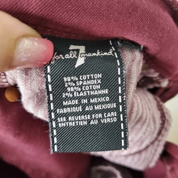 7 For All Mankind The Ankle Skinny in Burgundy - Picture 9 of 9